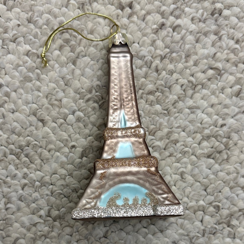 Eiffel Tower Ornament with Gold Accents